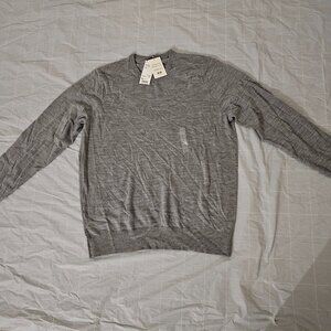 Men Uniqlo Extra Fine Merino Crew Neck Long Sleeve Sweater Gray Size XL